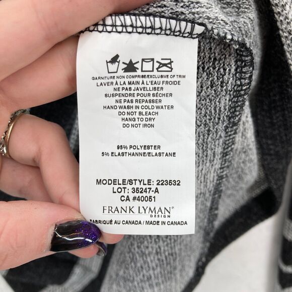 Frank Lyman Turtle‎ Neck Batwing Sleeve Top Women's 10 Black Gray Abstract Artsy - Picture 5 of 10